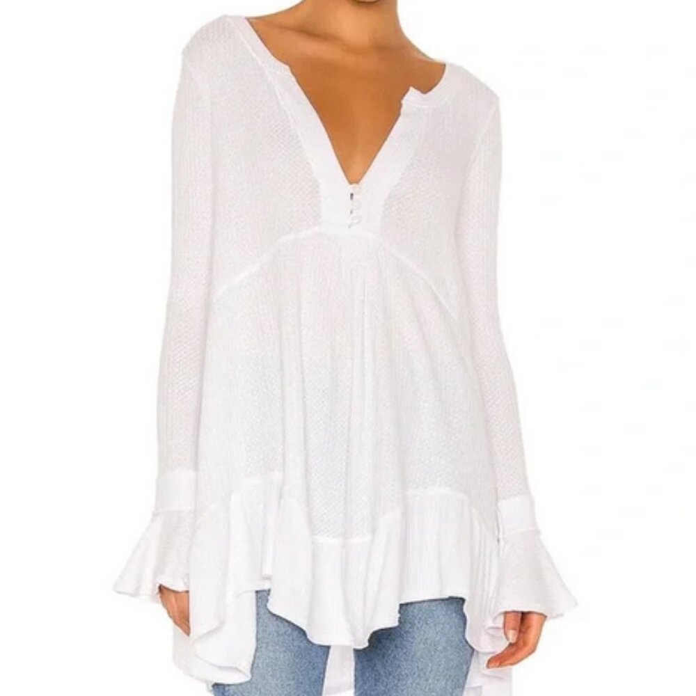 FP Olivia Henley waffle-knit tunic mini dress, XS.